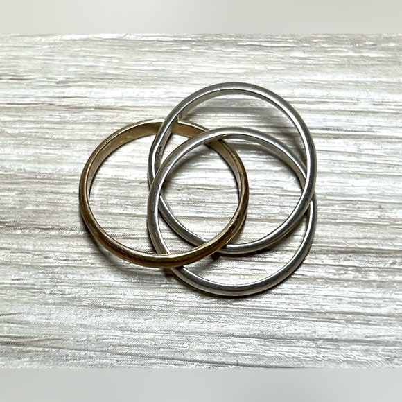 Vintage Sterling Silver Bi-Color 3 Band Rolling Ring, Size 6.5, 4.5g - Picture 3 of 7